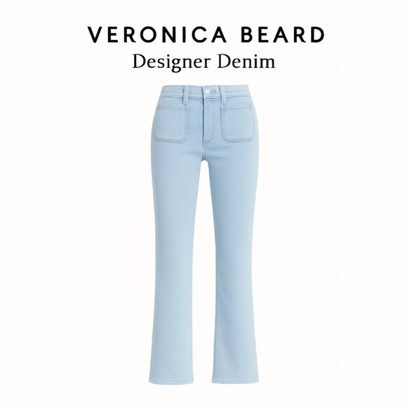 Veronica Beard Carly Kick Flare Jeans Sky Blue Designer Denim 27 - Picture 1 of 13
